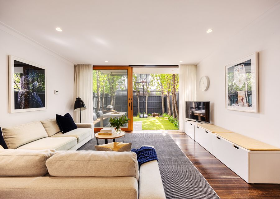 Light and Bright open plan living room with smart TV