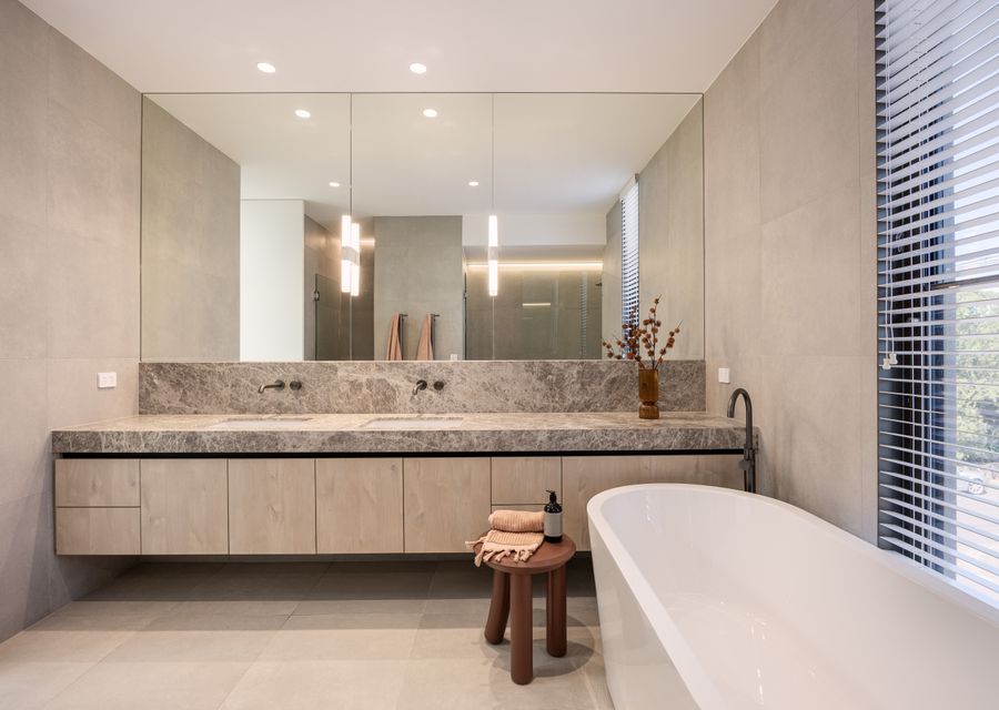 Stunning bathroom with bath and shower 