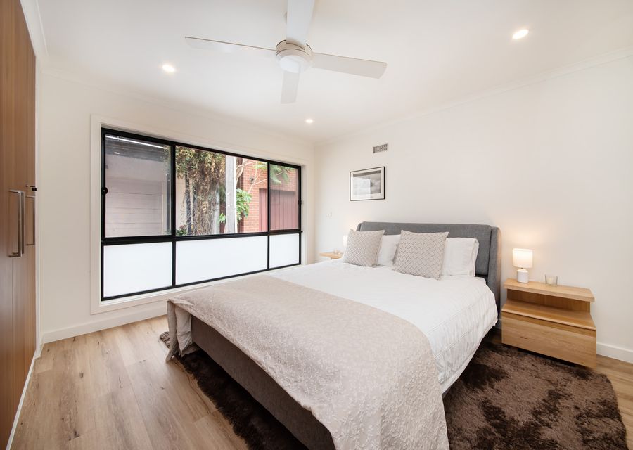 Master bedroom with ceiling fan