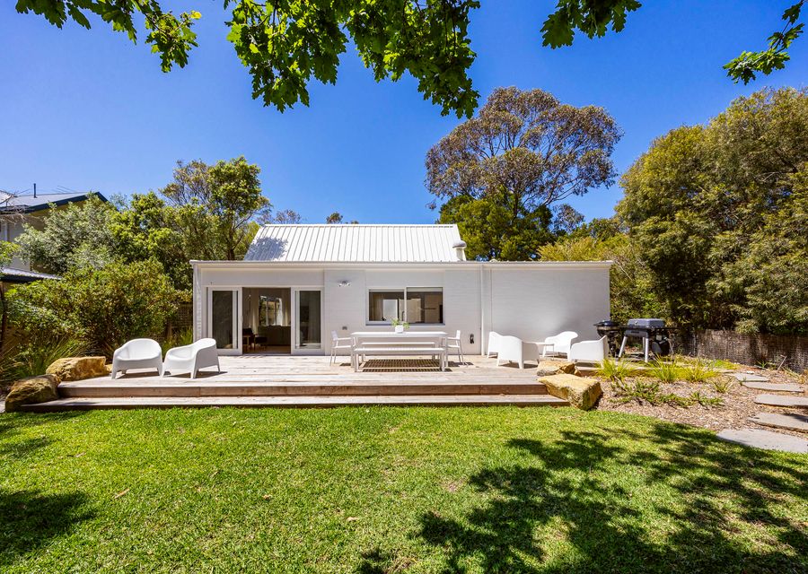 Backyard with BBQ and seating area 