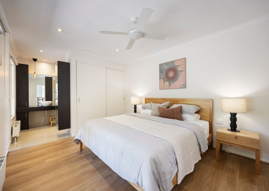 Bedroom one with queen bed and ensuite 