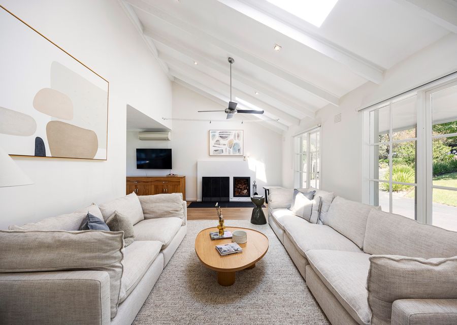 Main living area with fireplace for the cooler months 