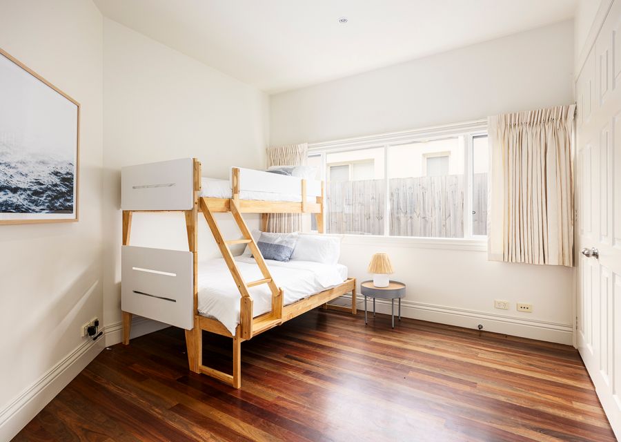 Bunk bed, double bed at the bottom and single bed on top bunk. Perfect for children. 