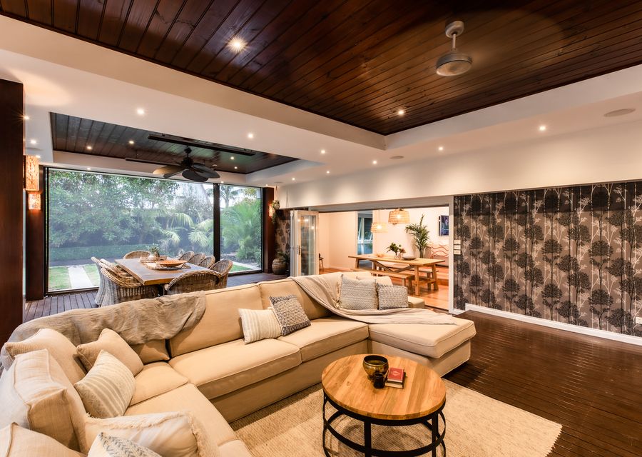 Living room with spacious couch