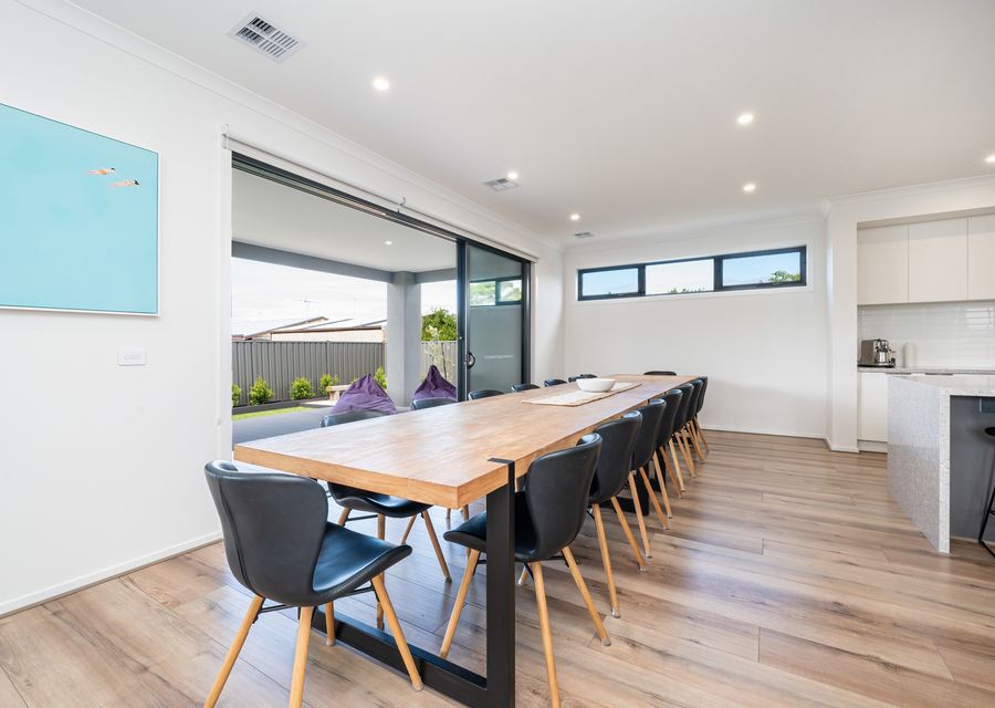 Dining area seats 16 people