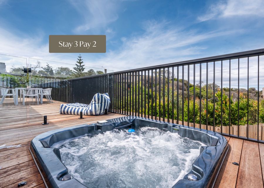 Back deck with spa views