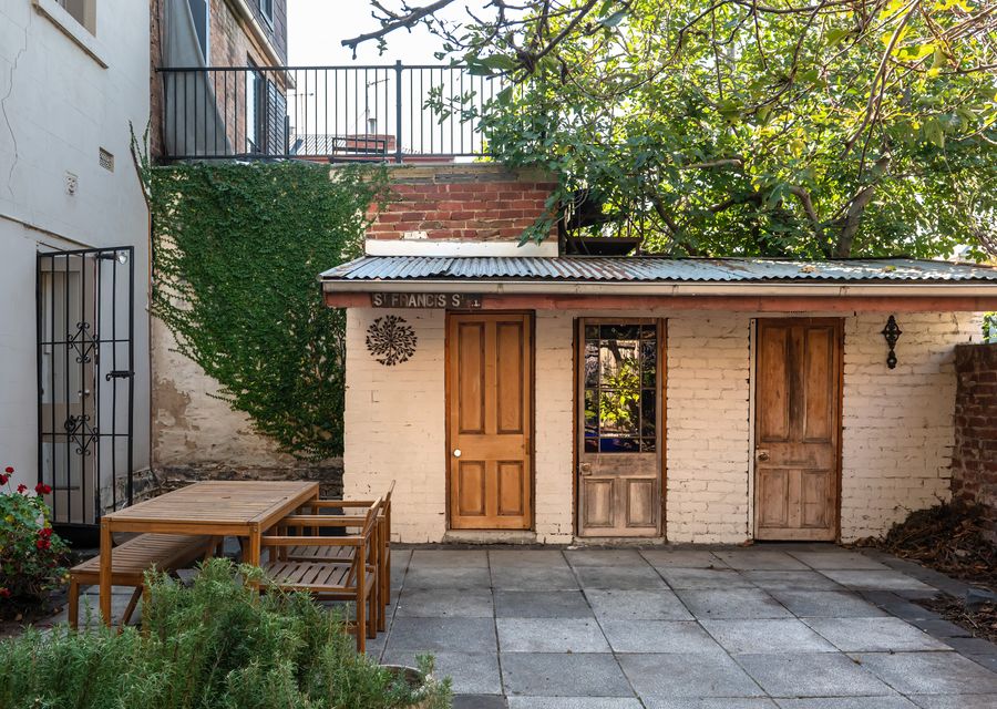 Outdoor toilet and laundry with washing machine 