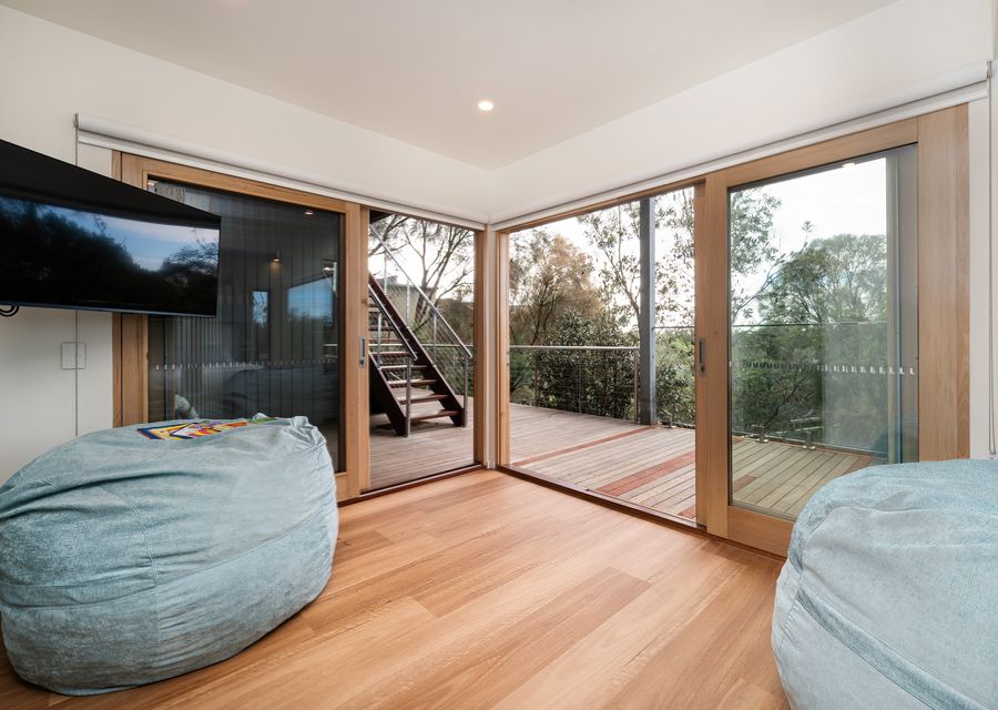 Bunk room with smart TV and bean bags, perfect teenagers retreat