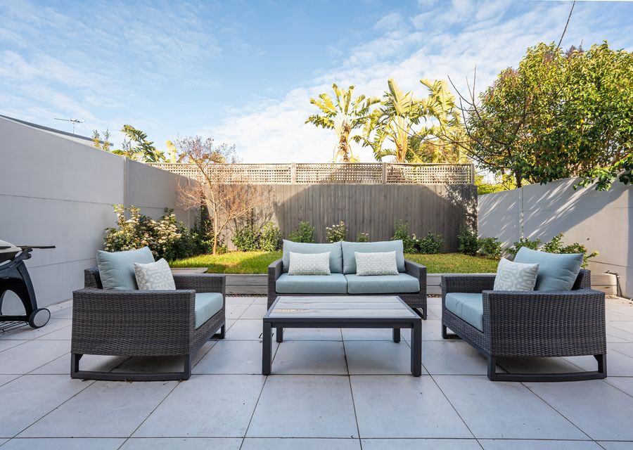 Serene outdoor seating with BBQ