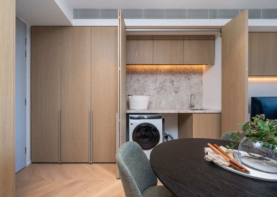 Euro laundry with combination washer dryer