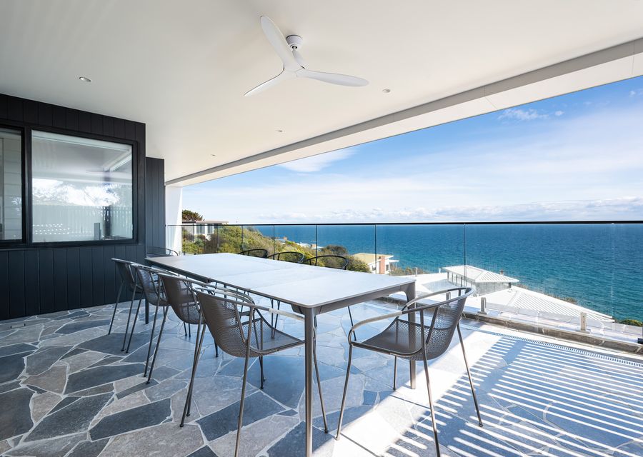 Water views from the outdoor dining area 