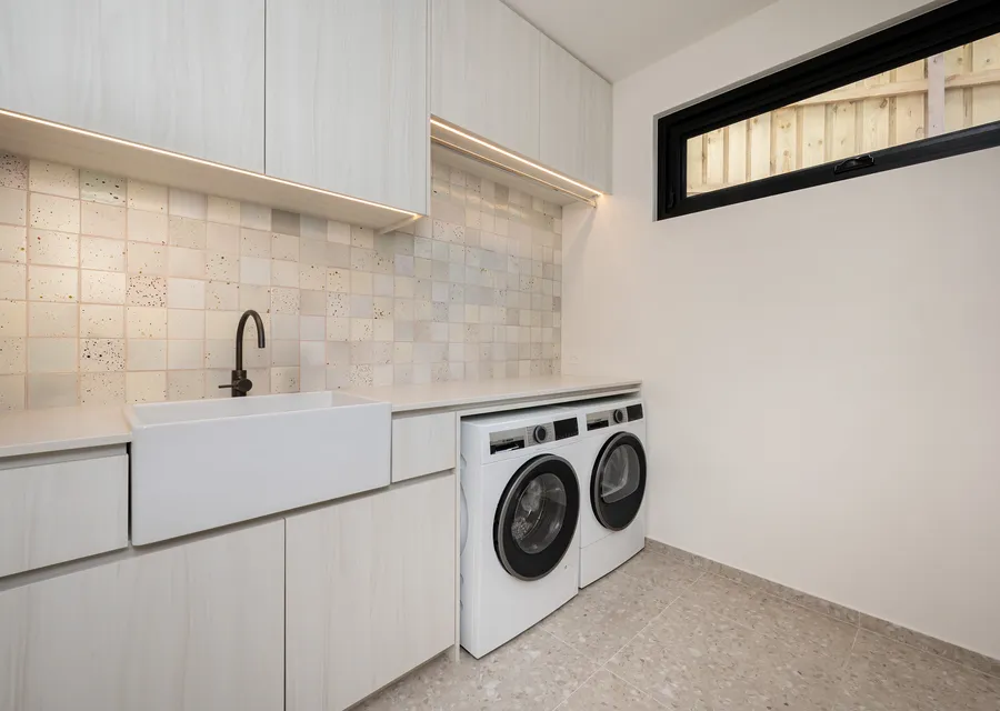Spacious laundry with washer and dryer