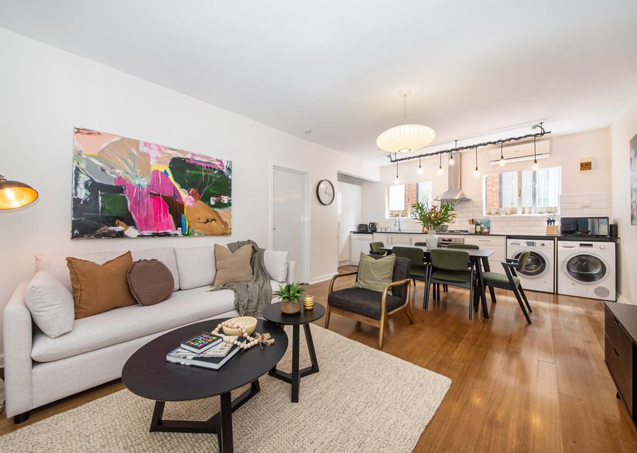 Open plan living, dining and kitchen