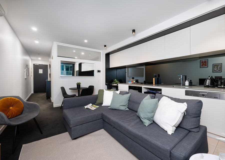 Living space with futon