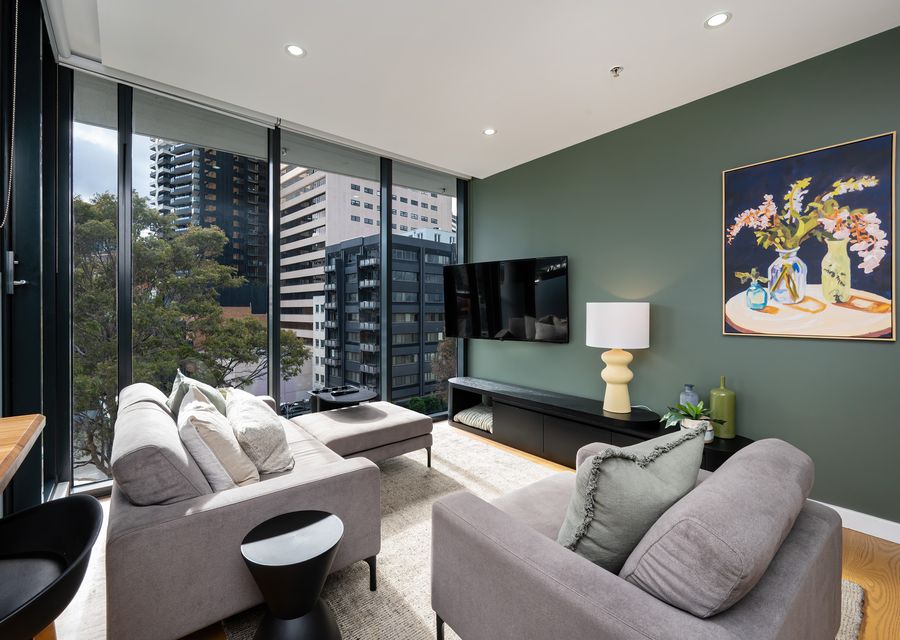 Enjoy smart tv entertainment from comfortable living space seating