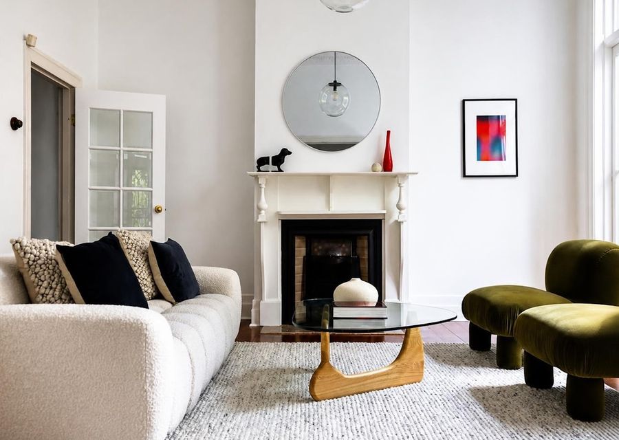 Elegant lounge with fireplace and comfortable seating