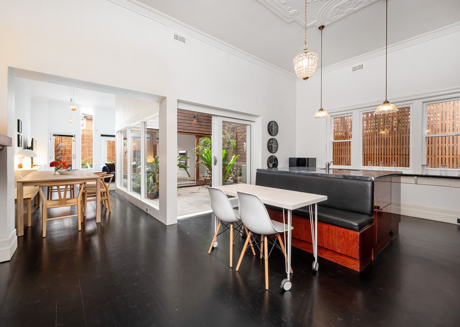 Kitchen with breakfast bar with bench seating