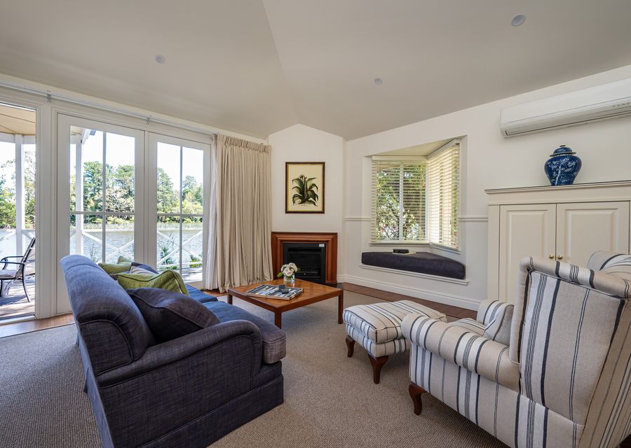 Enjoy the fireplace in this lounge area