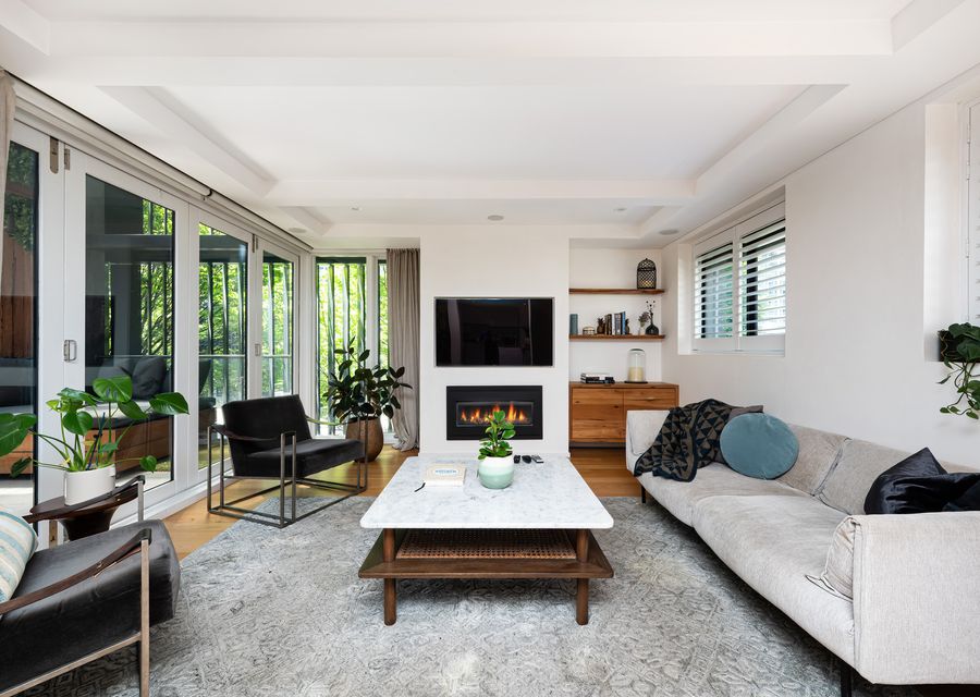 Cosy living room with electric fireplace