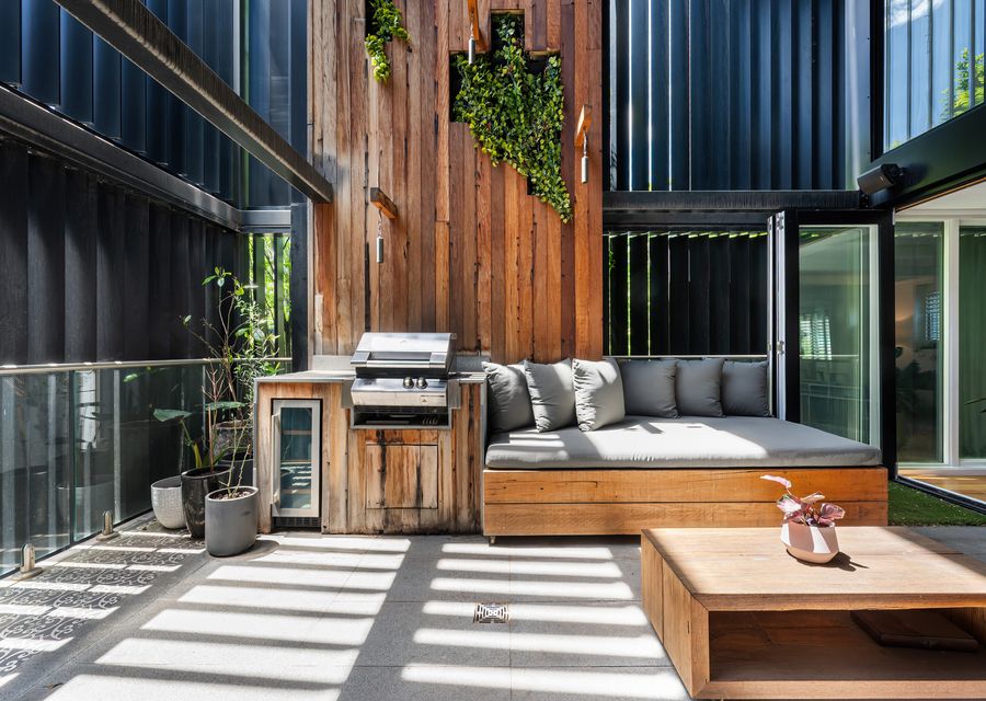 Natural lighting at this BBQ and seating area