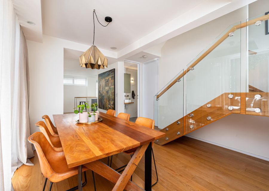 Dining area and stair case inside