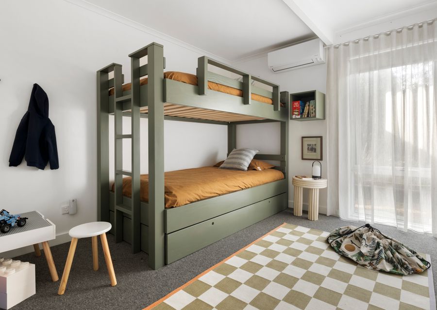 Bedroom four with King single bunk beds and a trundle, perfect for children 