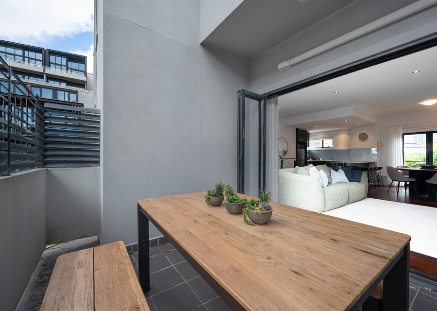 Outdoor balcony with seating