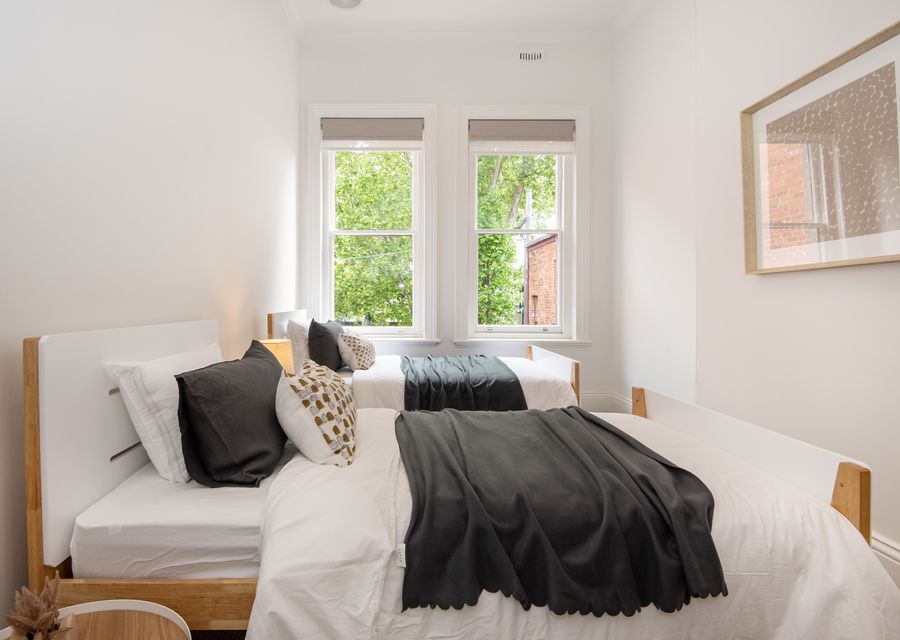 Light and bright with high ceilings