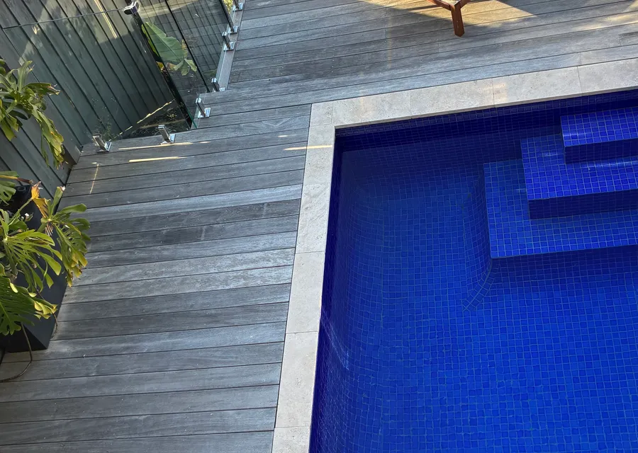 Pool and Deck looking out to the Marina 