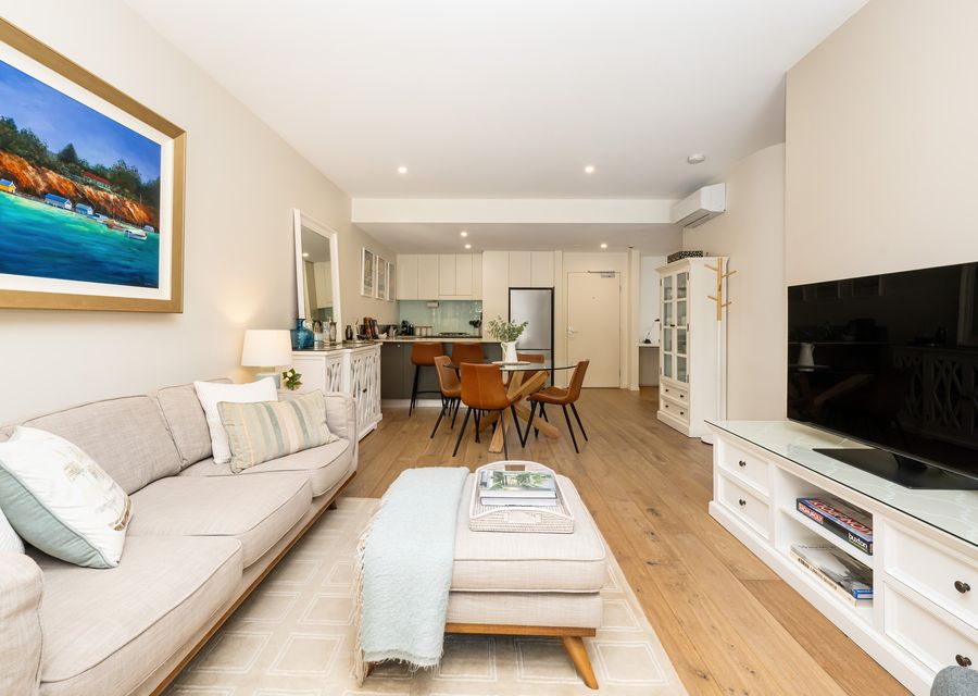 Open plan kitchen, dining, living