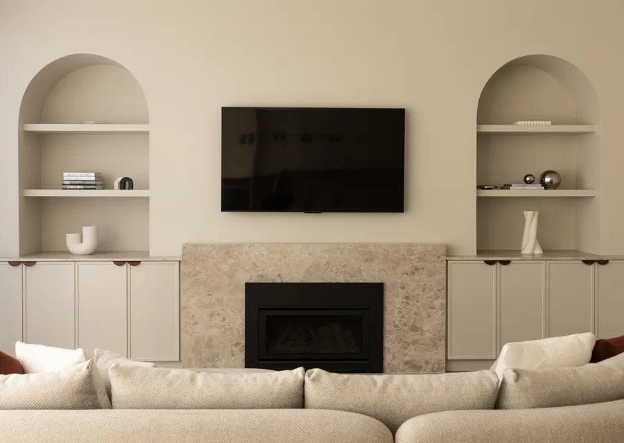 Smart Tv in the living area and gas fireplace 