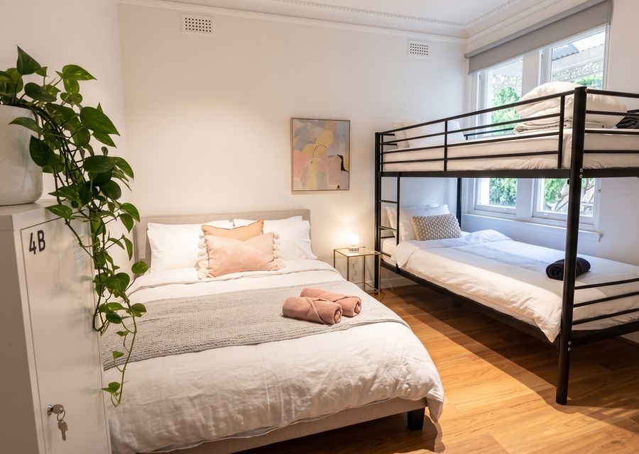 Queen bed and one single bunk sleeping four 