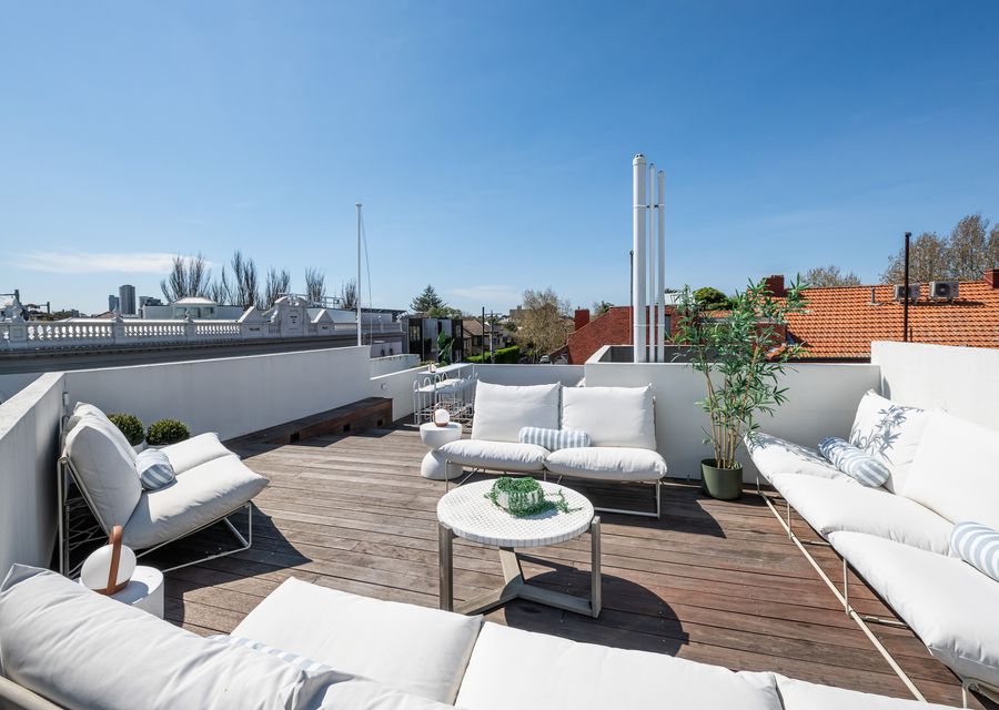 Relaxing rooftop lounge