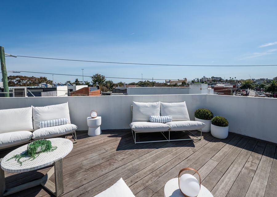 Sunny rooftop seating