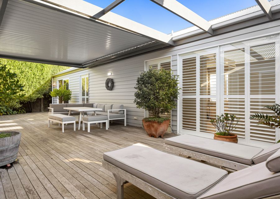 Outdoor seating at the back 