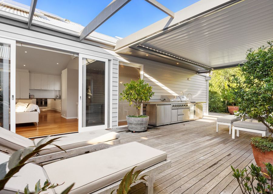 Outdoor seating and BBQ area