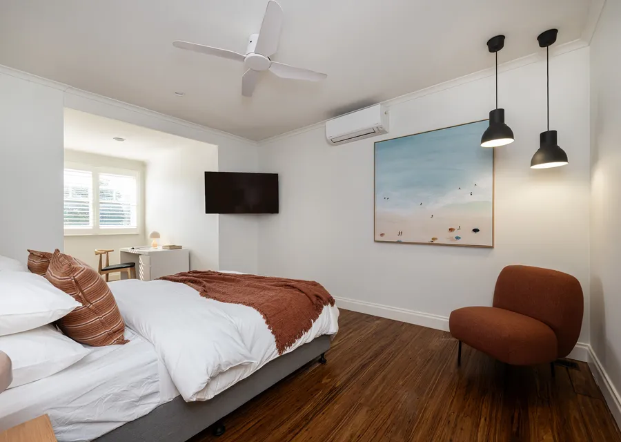 Bedroom 3: Queen Bed + Desk (upstairs)