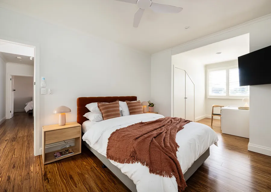 Bedroom 3: Queen Bed + Desk (upstairs)