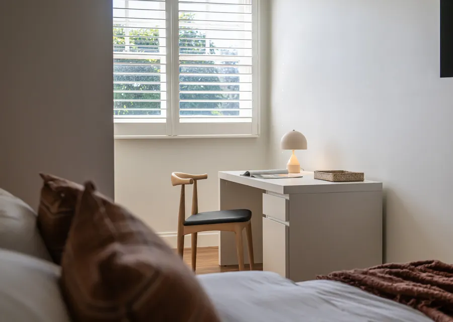 Bedroom 3: Queen Bed + Desk (upstairs)