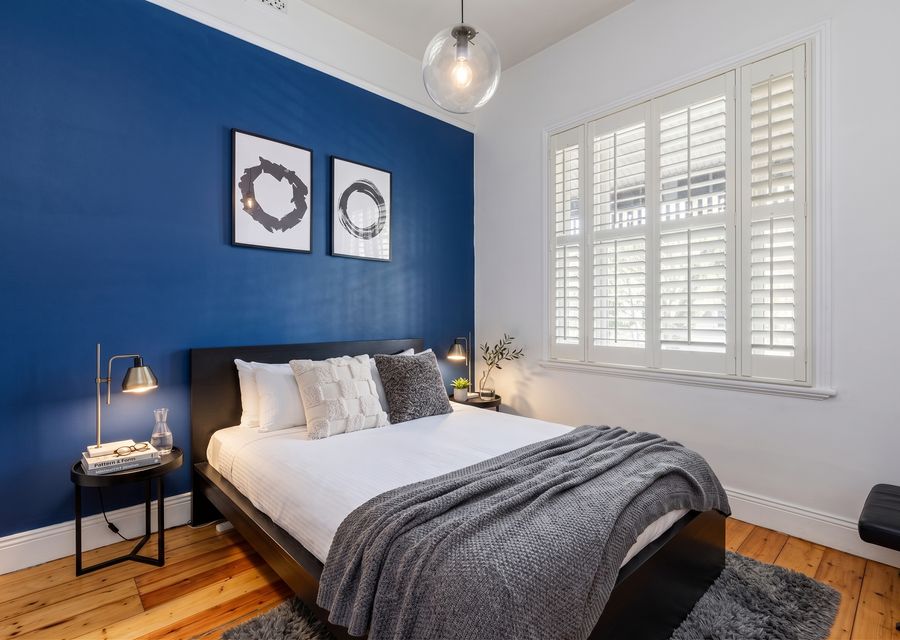 Bedroom one with queen bed