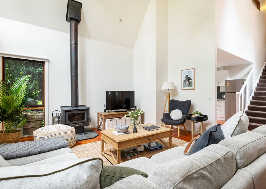 Cosy living area with fireplace