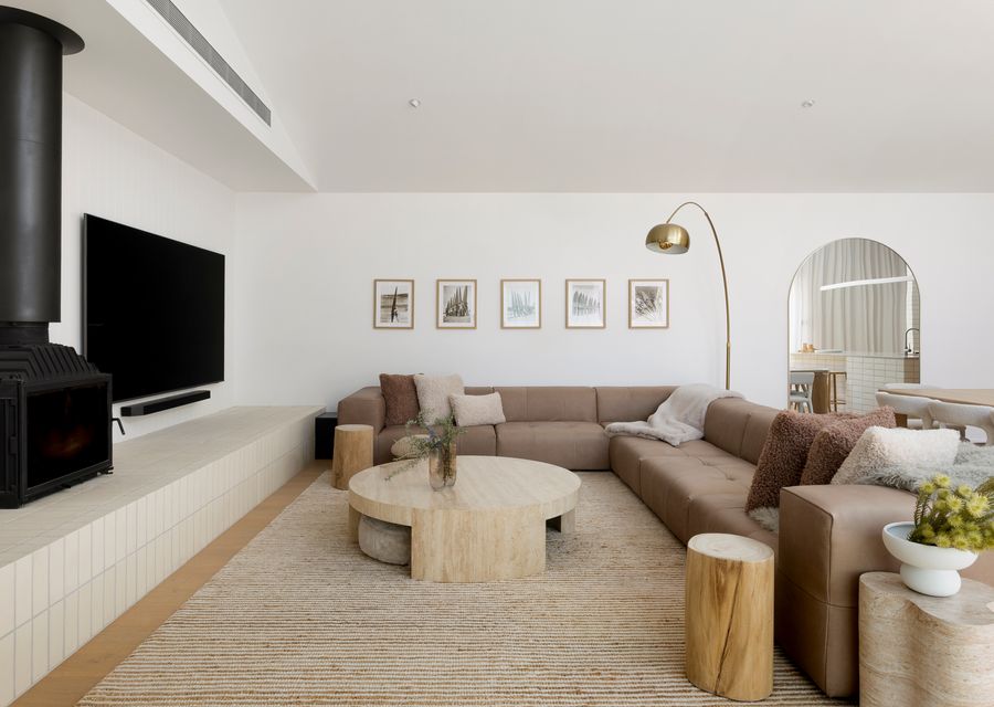 Lounge room with Wood Heater 