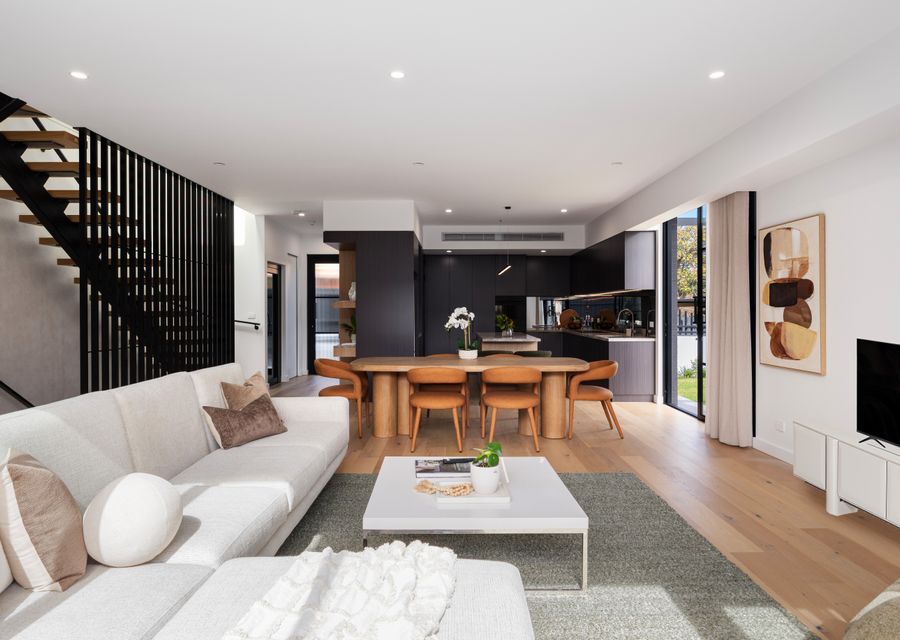 Open-plan living and dining area