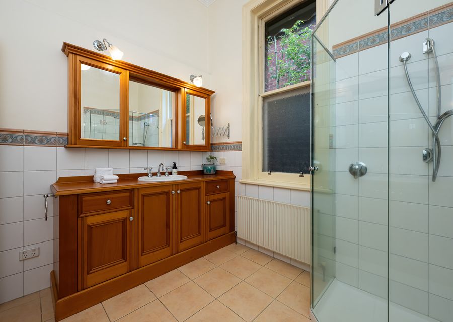 Spacious bathroom with double vanity