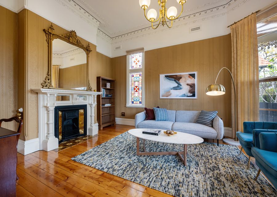 Elegant living room with a fireplace