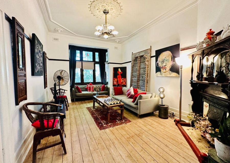 Main living room, smart TV, ornamental fire place