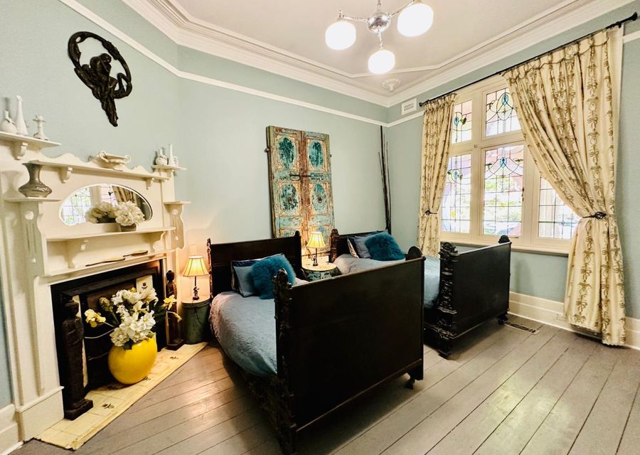 Two King Single Beds, Ornamental fireplace (downstairs)