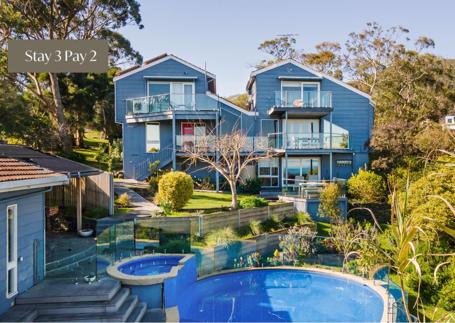Bay Views From Drury Lane with Solar Heated Pool and Gas Heated Spa