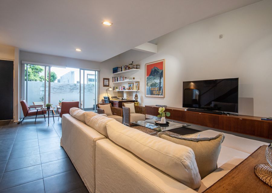 Living room with smart TV