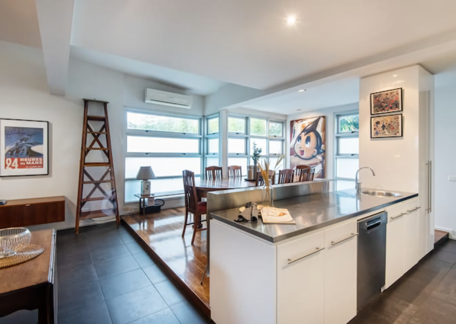 Open kitchen and dining space